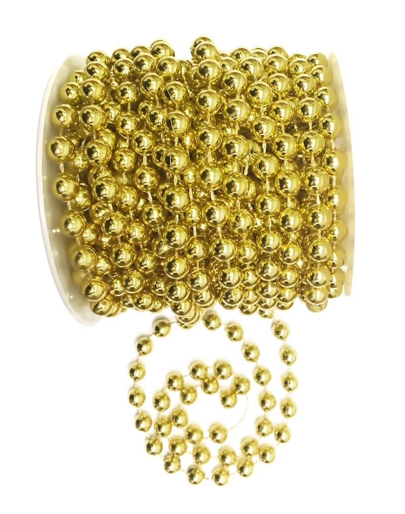 ALL in ONE 10M/32FT Roll of Gold Color Beads Pearl String Bead Chain for DIY Craft Decorating Wedding Party Supplies (Gold 8mm Round Bead) - Image 1